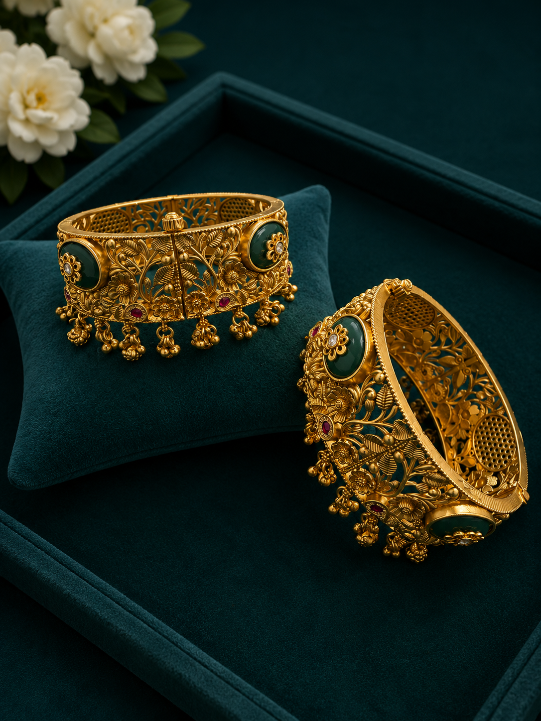 Antique Floral Temple Kada Bangles