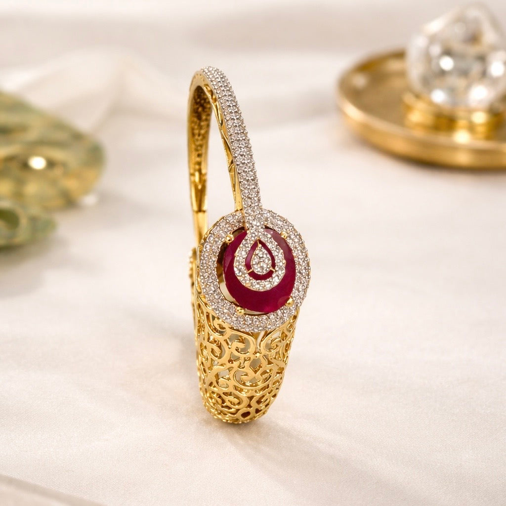 AD Diamond Red stone Bangle