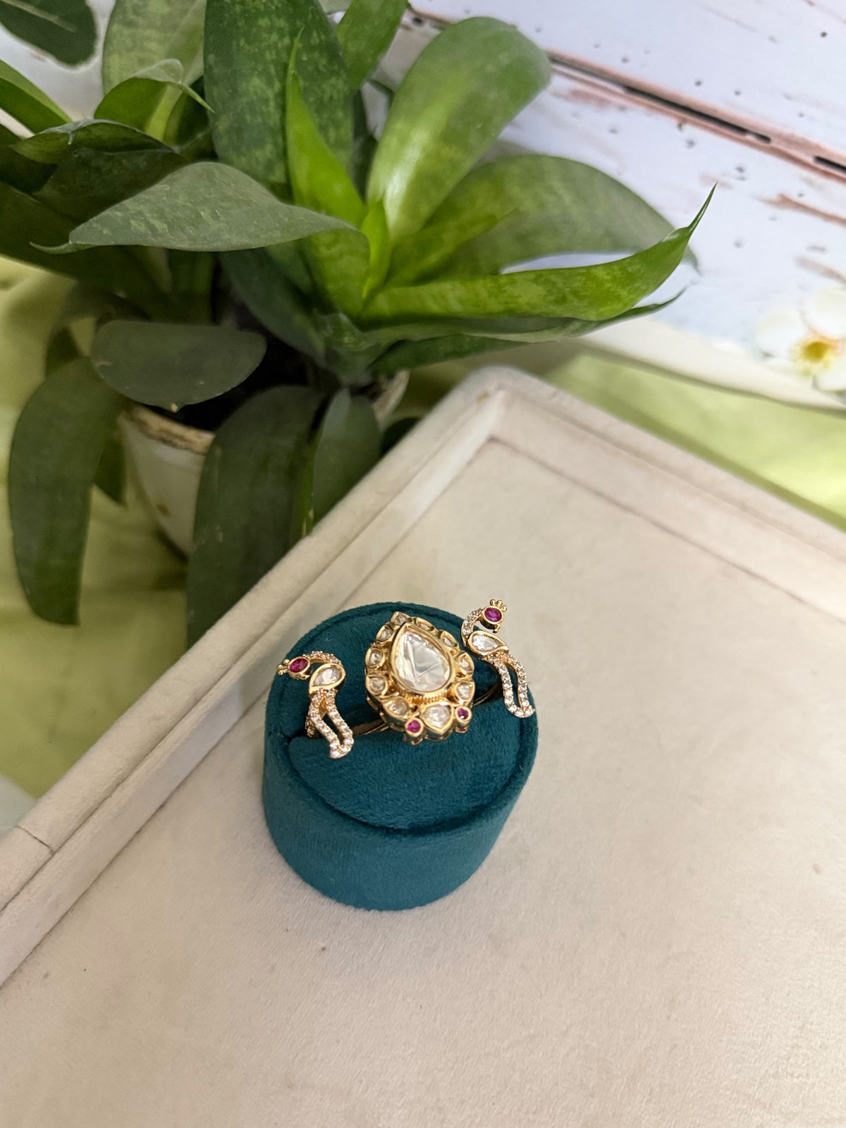 Pearl Ruby Statement Adjustable Ring