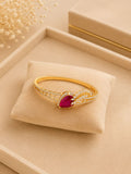 Ruby Stone Diamond Leaf Design Bangle Bracelet