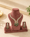 Emerald Drop Diamond Look Necklace Set | Green Stone American Diamond Jewellery