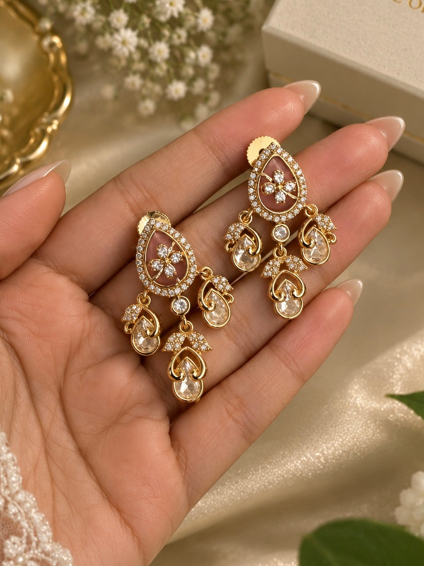 Diamond Look Pendant Necklace Set with Matching Earrings