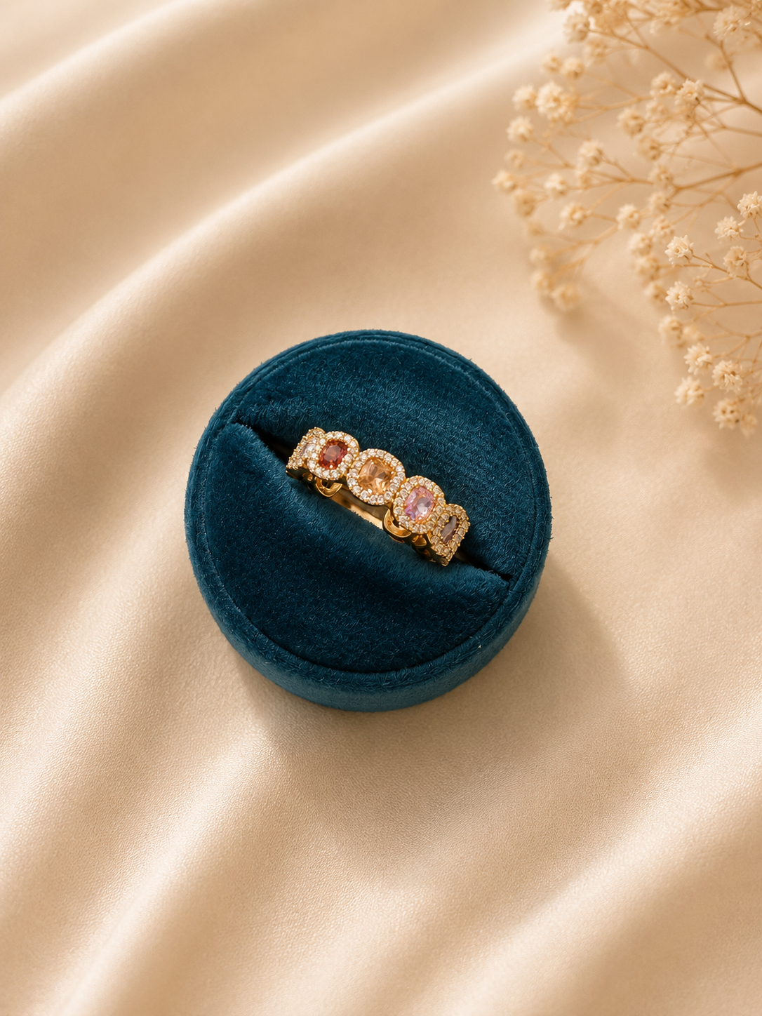 Champagne Crystal Adjustable Band Ring