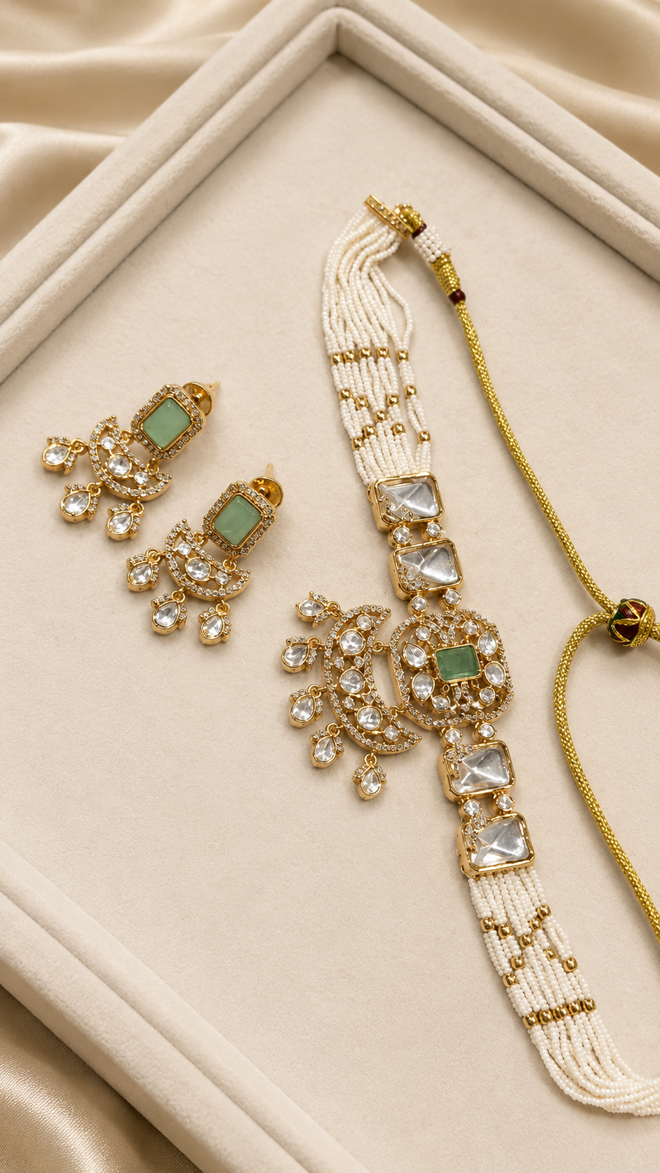 Emerald Stone Kundan Choker Set