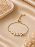 Gold Adjustable Bracelet with Alternating Geometric Crystal Stones