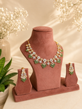 Emerald Mosaic Necklace Set | Green Stone Designer Party Wear Jewellery