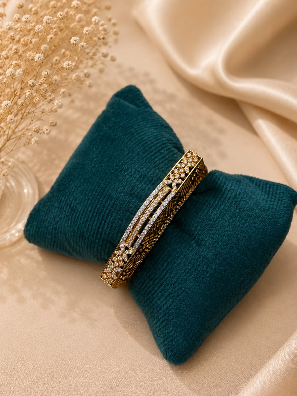 Diamond Floral Crystal Gold Bracelet