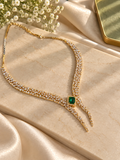 Green Stone Diamond Look Necklace Set
