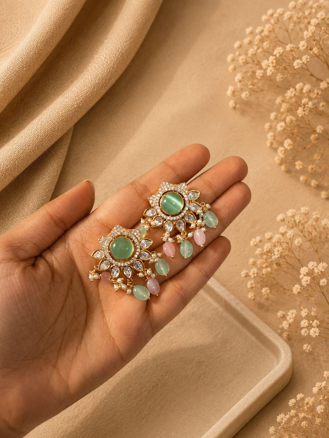 Pastel Beaded Kundan Choker Set
