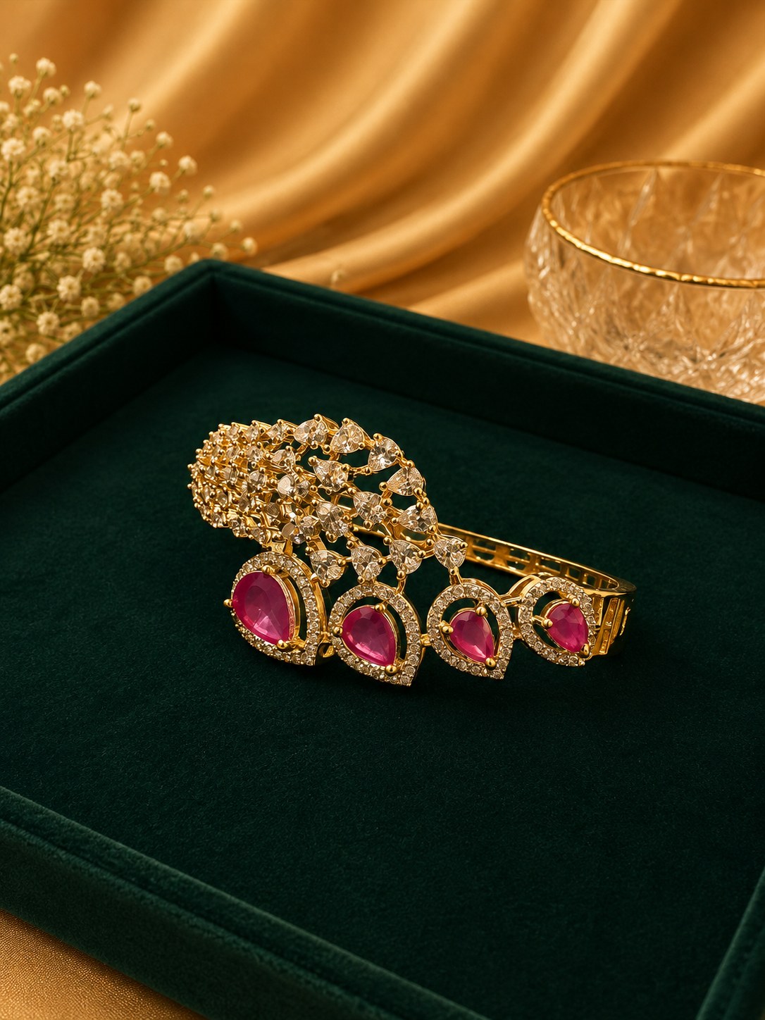 Ruby Teardrop Statement Bracelet for Women