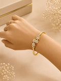 Floral Diamond Open Bangle Bracelet for Women