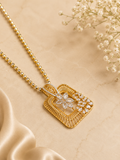 Geometric Diamond Look Pendant Set | Contemporary Gold Tone Jewellery
