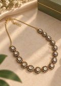 Polki Look Floral Choker Necklace Set with Matching Earrings