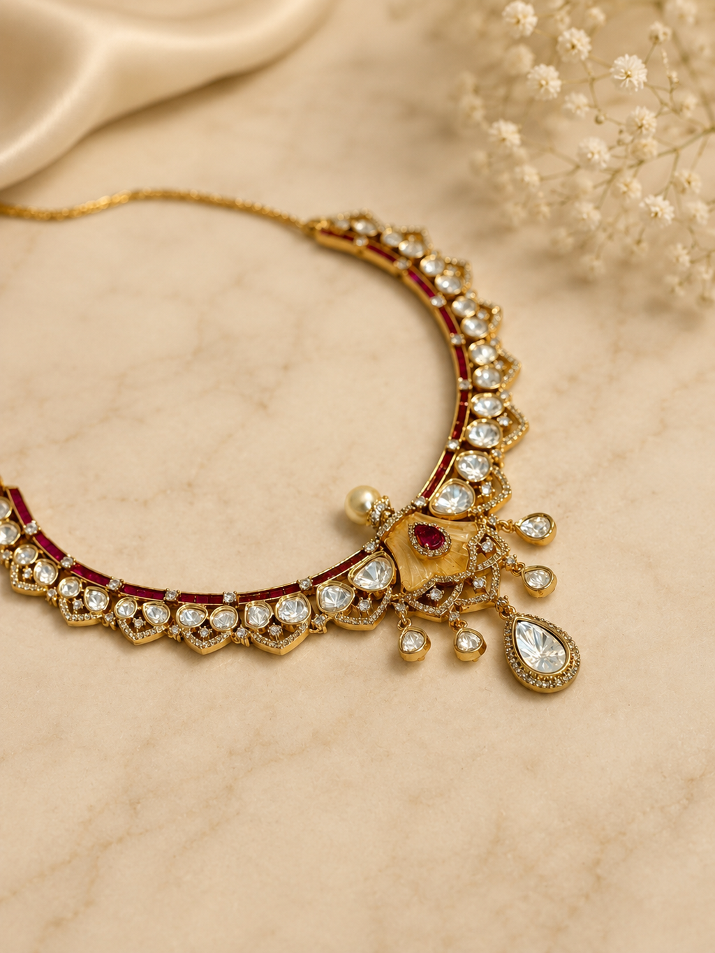 Ruby Kundan Choker Set | Traditional Polki Style Bridal Jewellery