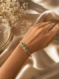 Red/Green Tone Gemstone Bracelet with Teardrop Stones and Crystal Detailing