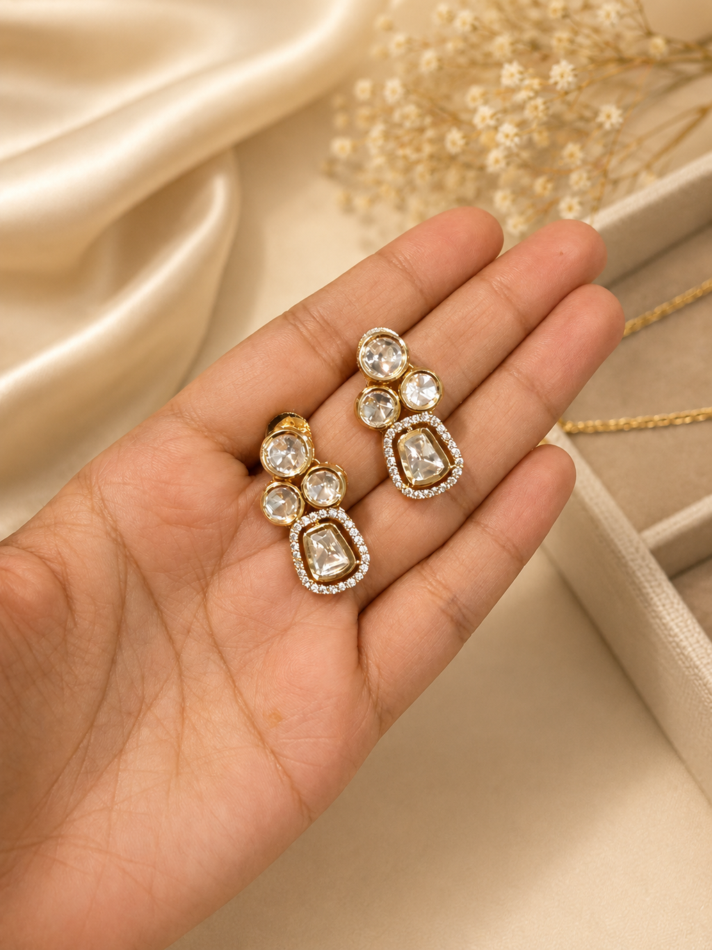Dual Layer Crystal Pendant Necklace Set