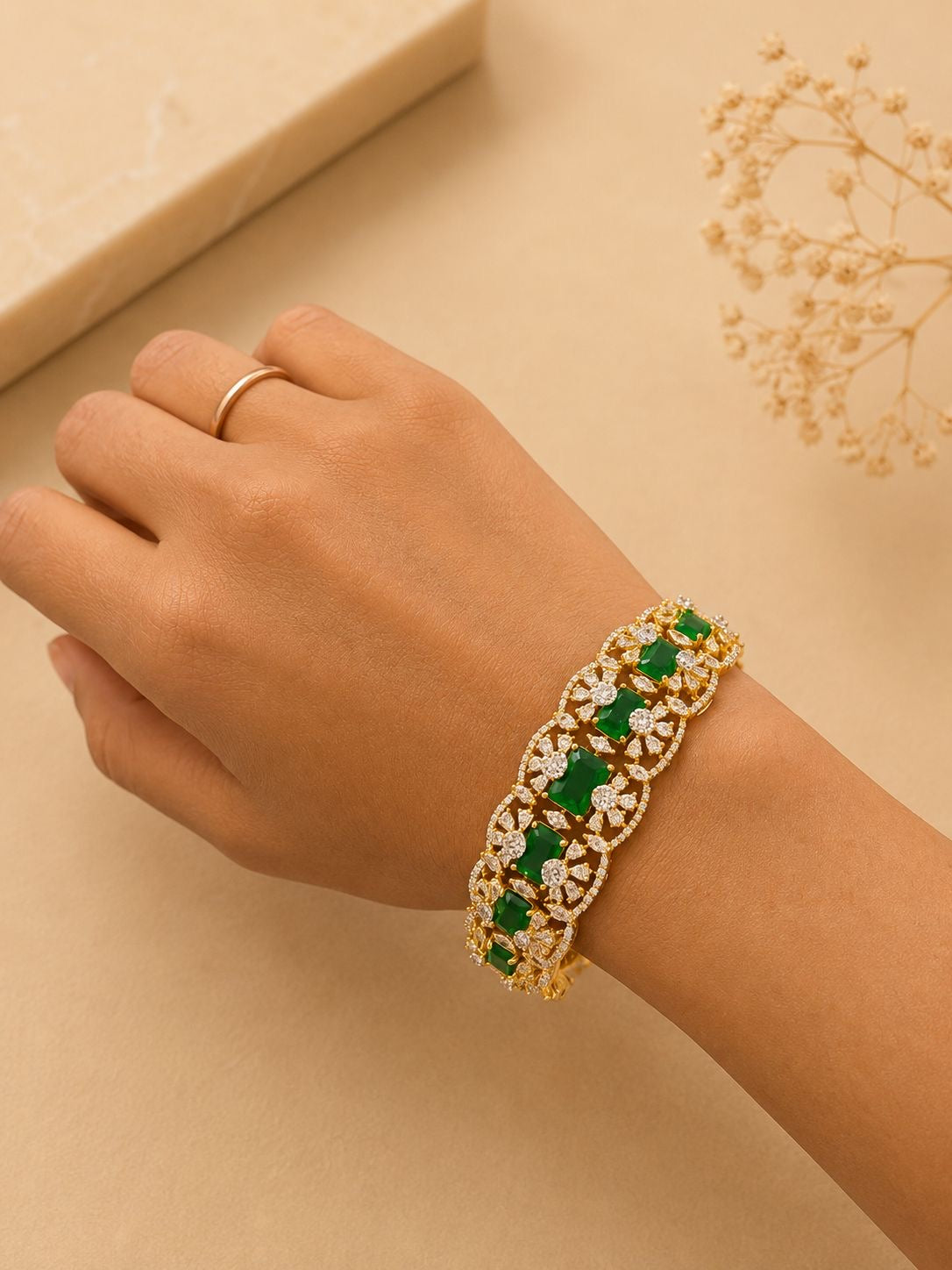Elegant Ruby Diamond Open Cuff Bracelet for Women