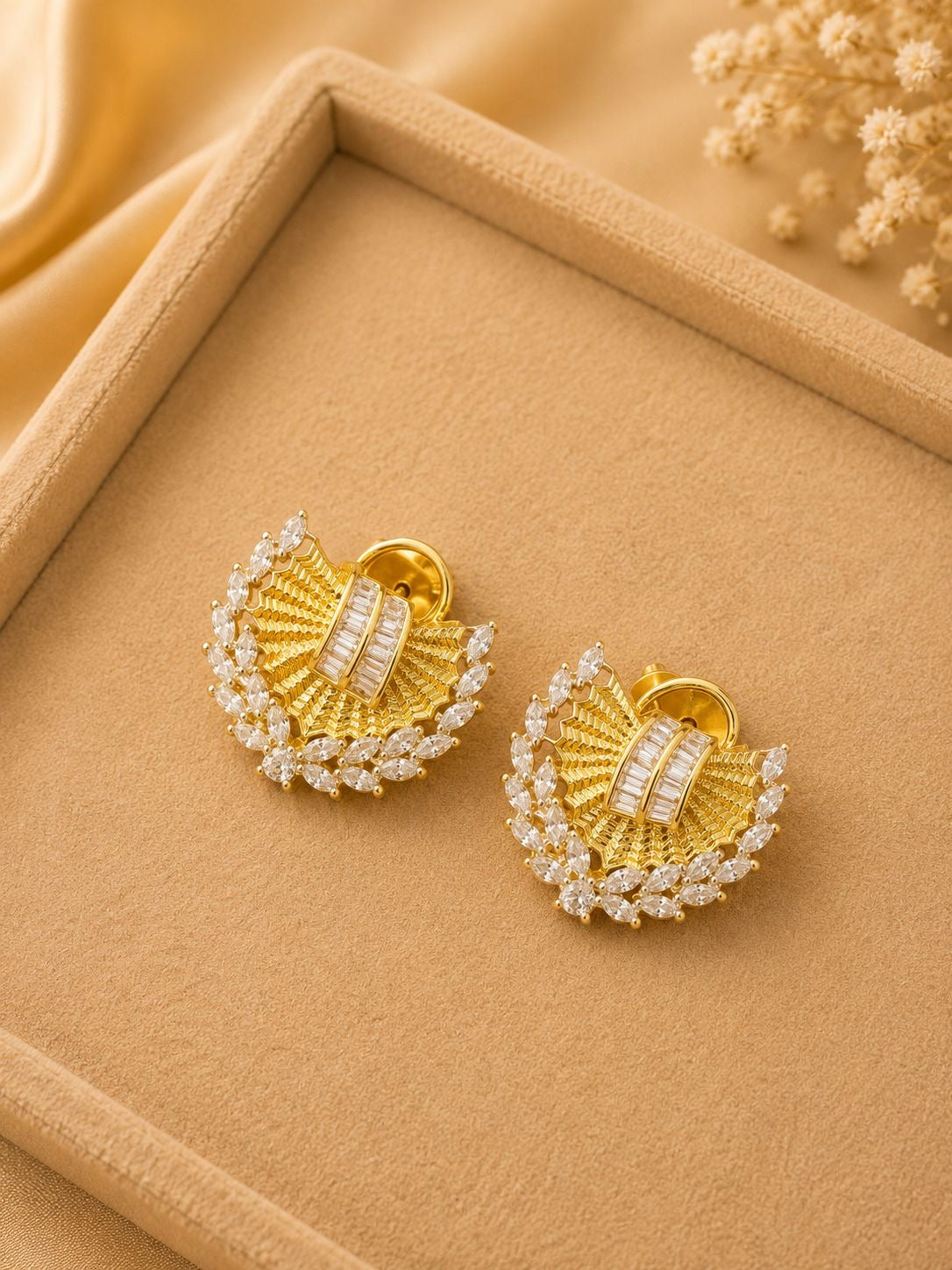 Sunburst Crystal Pendant Necklace Set