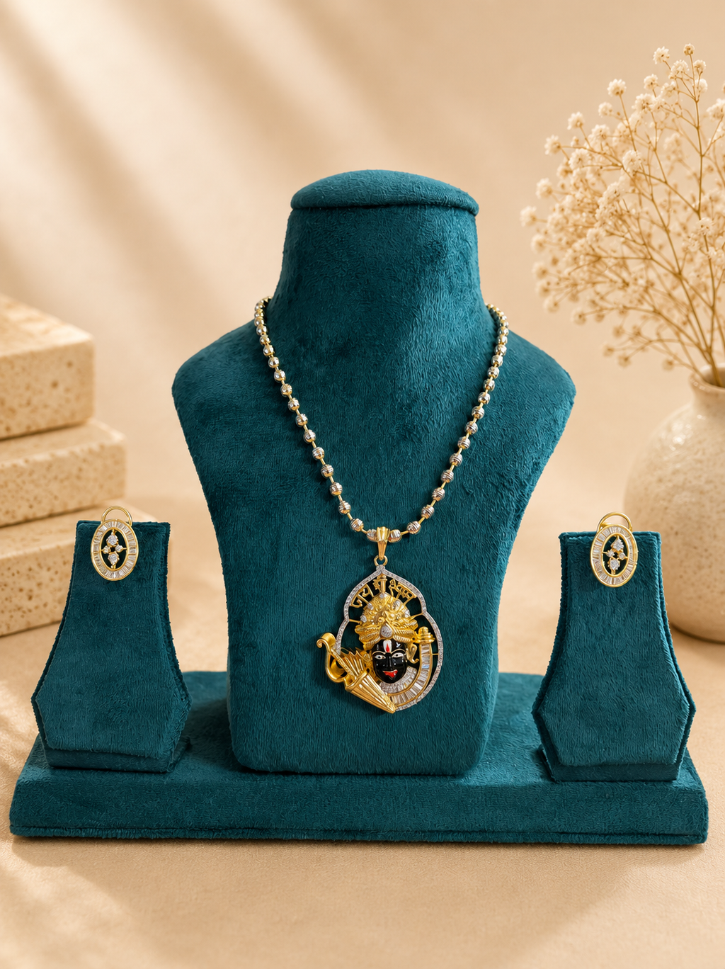 Shree Krishna Pendant Necklace Set for Women | Spiritual Designer Jewellery
