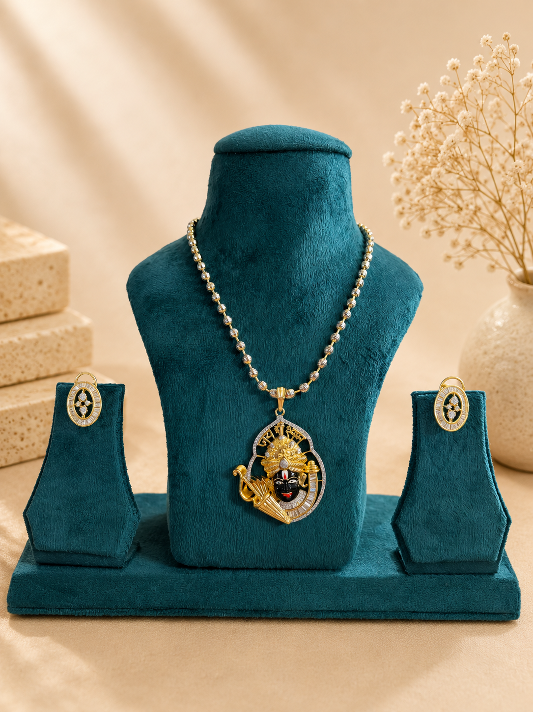 Shree Krishna Pendant Necklace Set for Women | Spiritual Designer Jewellery