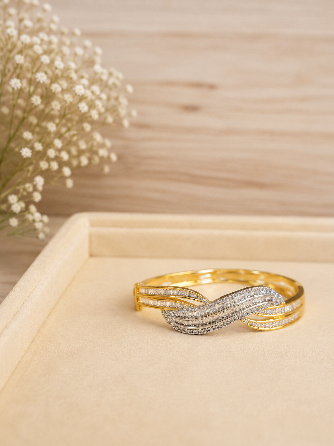 Infinity American Diamond Bracelet | Designer CZ Open Cuff Bracelet for Women