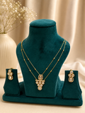 Dual Layer Crystal Pendant Necklace Set