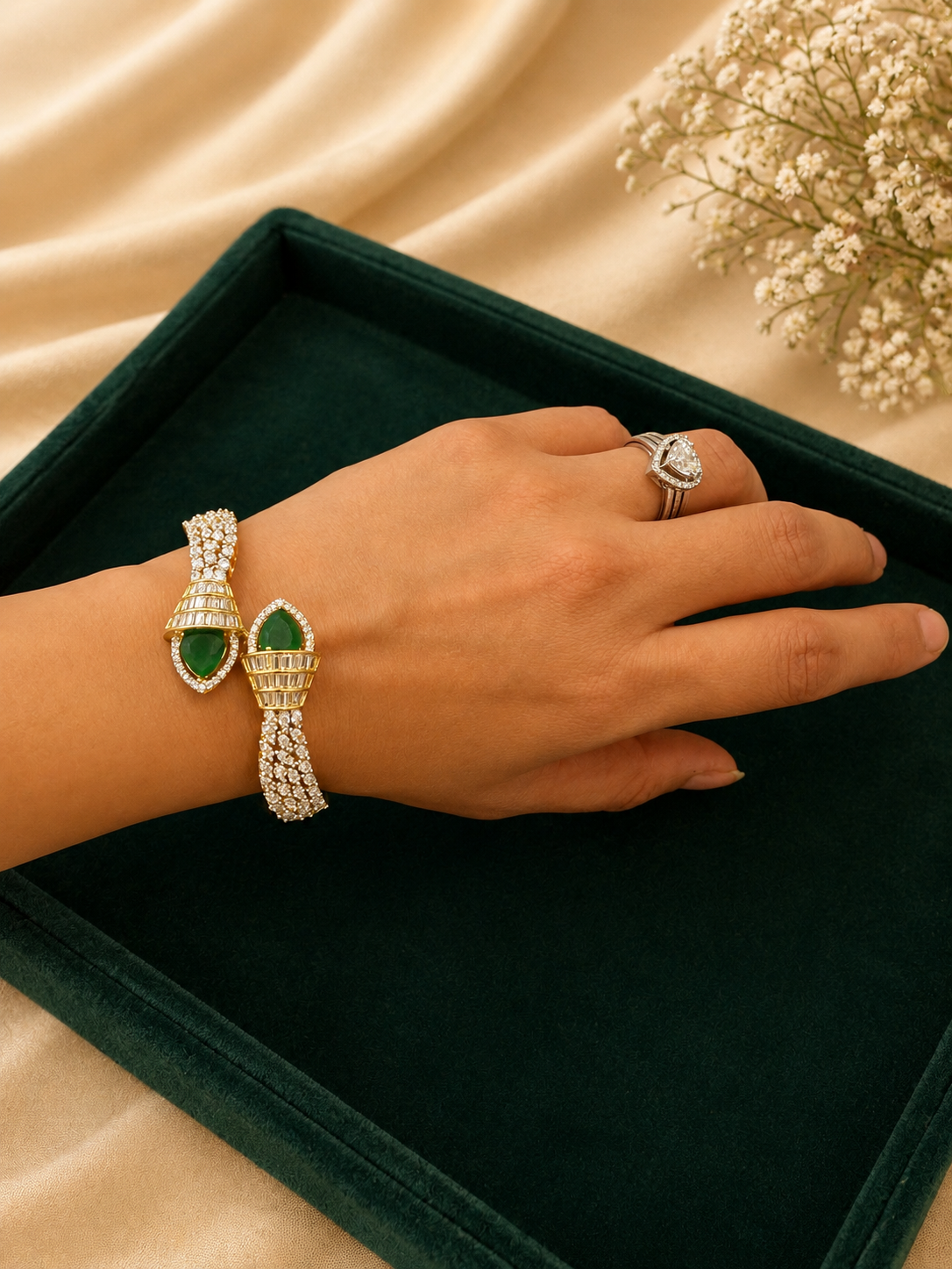 Emerald Crystal Statement Bracelet for Women