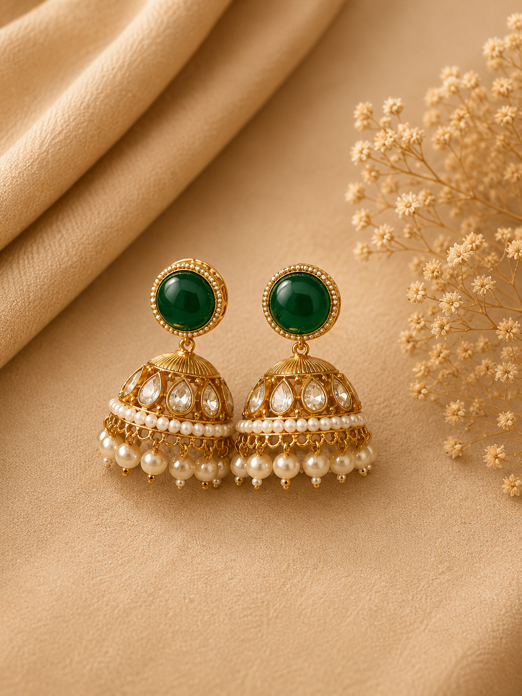 Ruby Green Kundan Choker Necklace Set