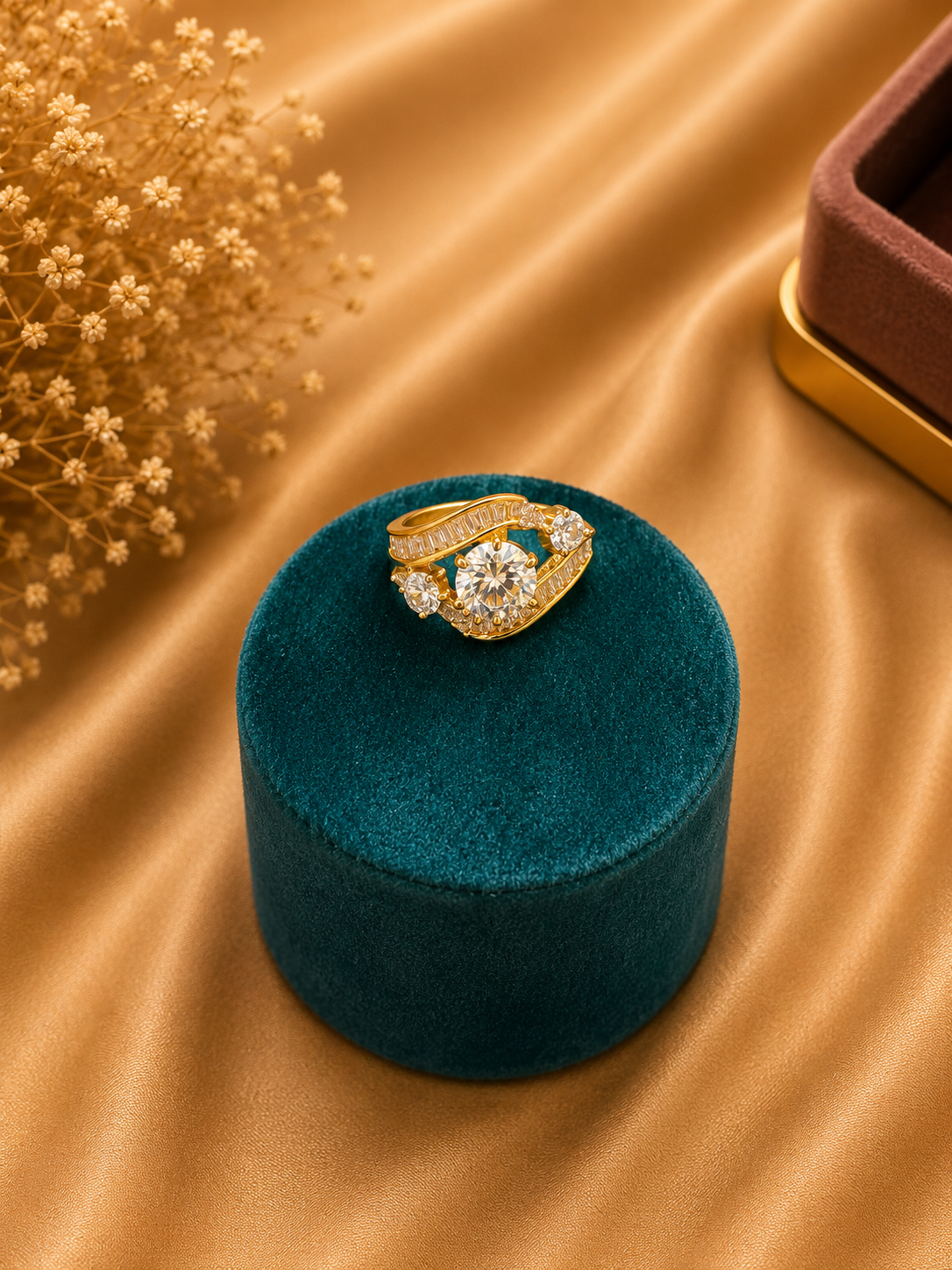 Solitaire American Diamond Ring | Designer CZ Statement Ring for Women