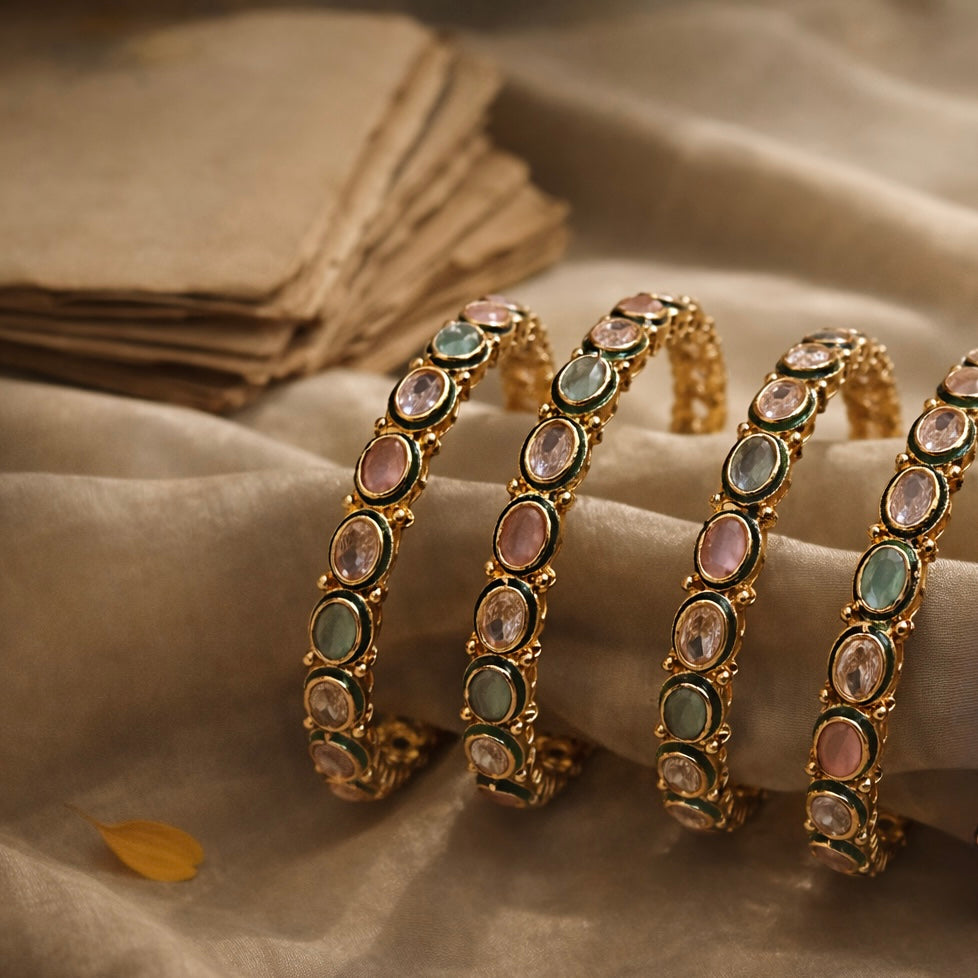 Bezel Set Stone Bangles (4)