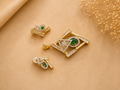 Geometric Emerald Green Pendant Set for Women