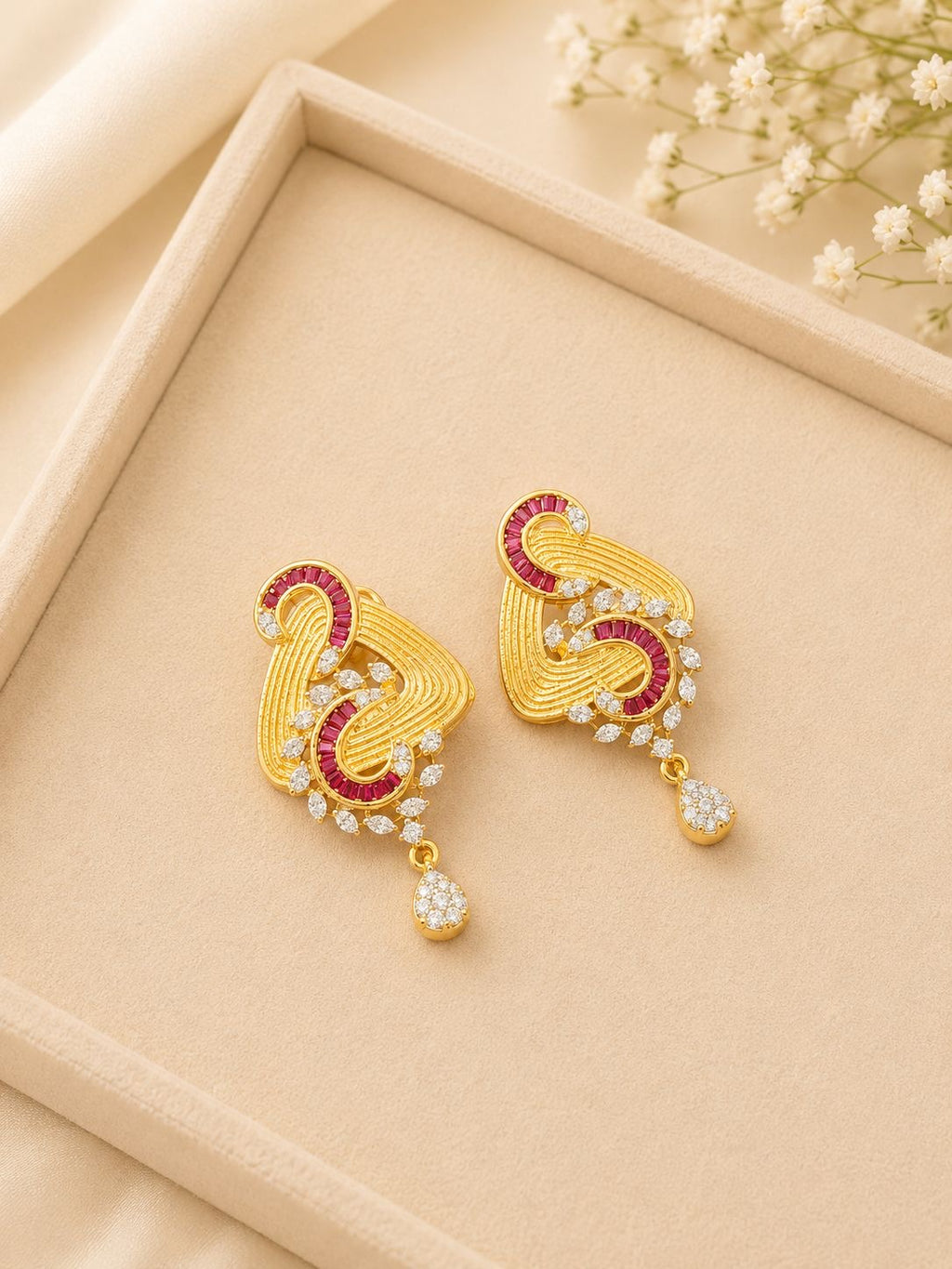 Ruby Infinity Pendant Necklace Set