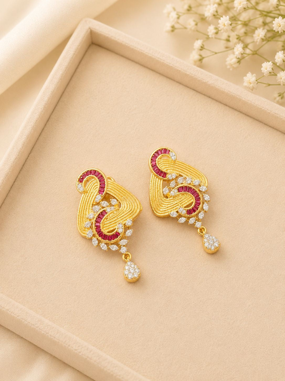 Ruby Infinity Pendant Necklace Set