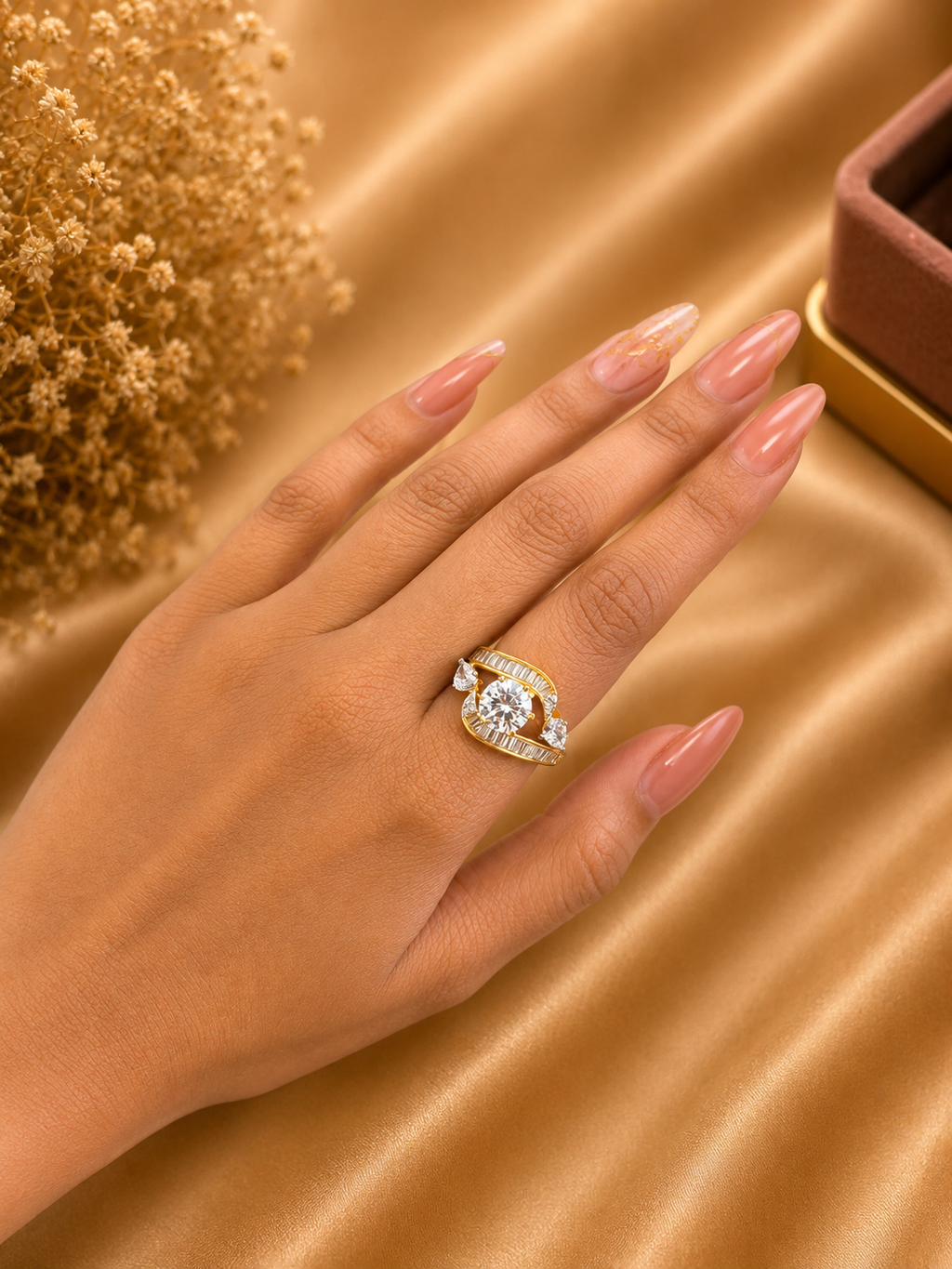 Solitaire American Diamond Ring | Designer CZ Statement Ring for Women