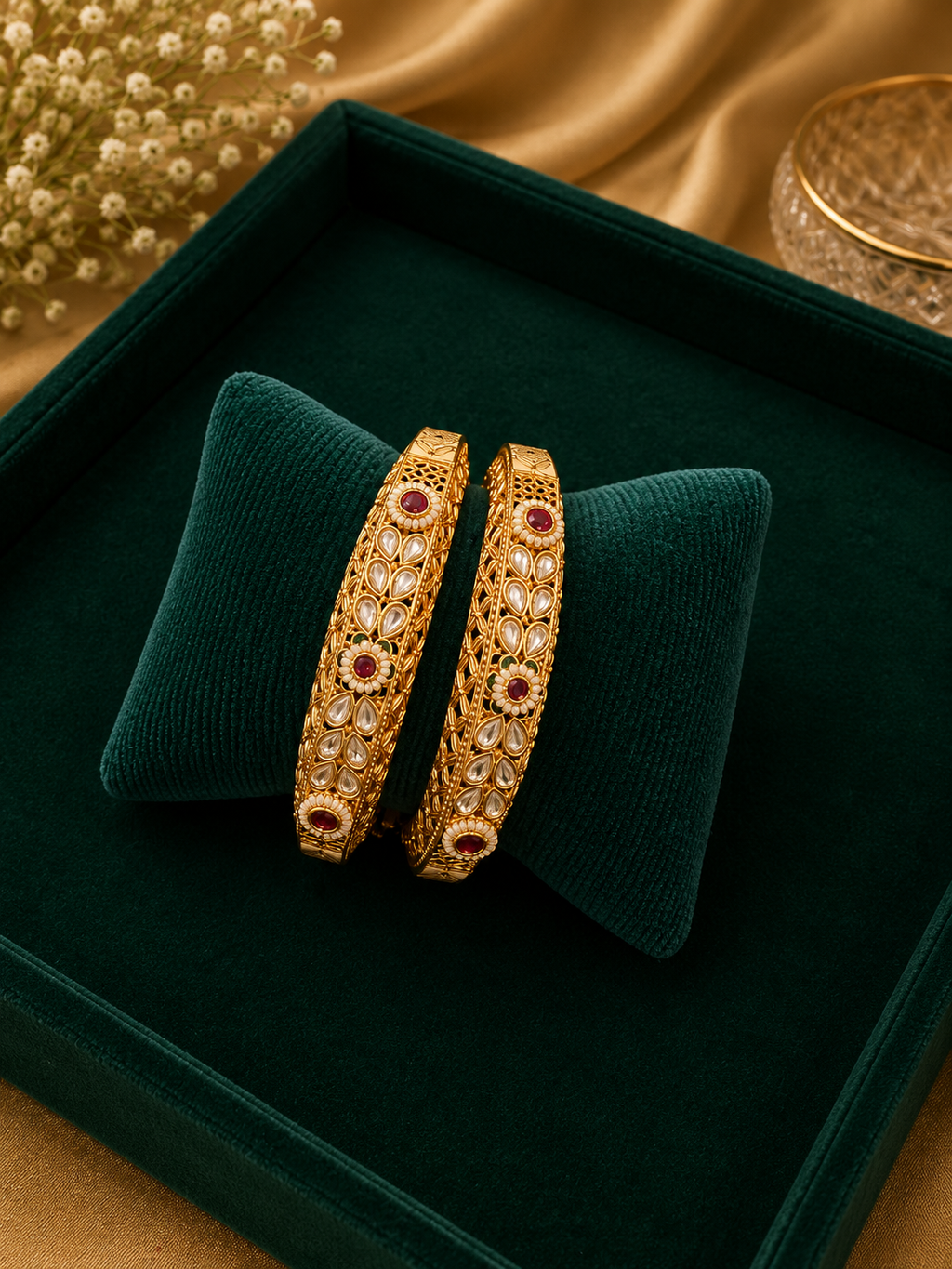 Royal Meenakari Kundan Kada Bracelet Pair