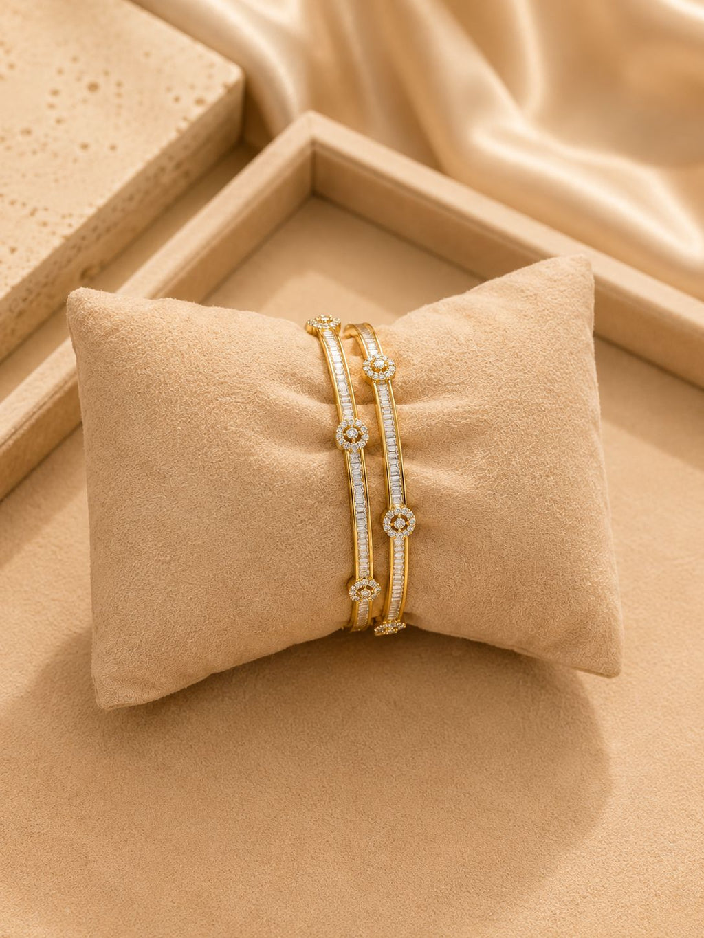Diamond Style Dual Kada Bracelet Set for Women
