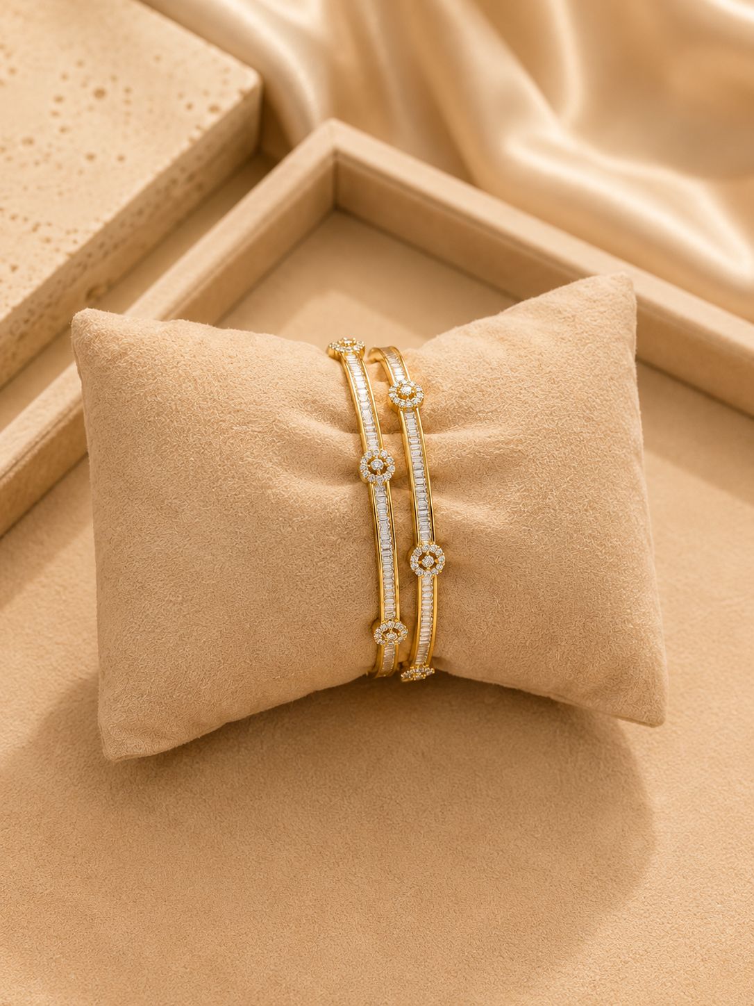 Diamond Style Dual Kada Bracelet Set for Women