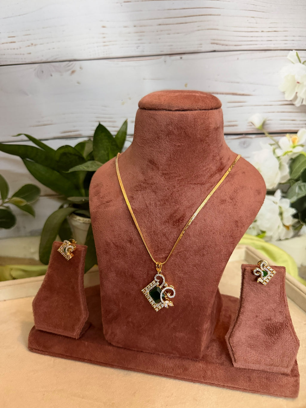 Green Stone Diamond Look Necklace Set | Designer Jewellery for Women