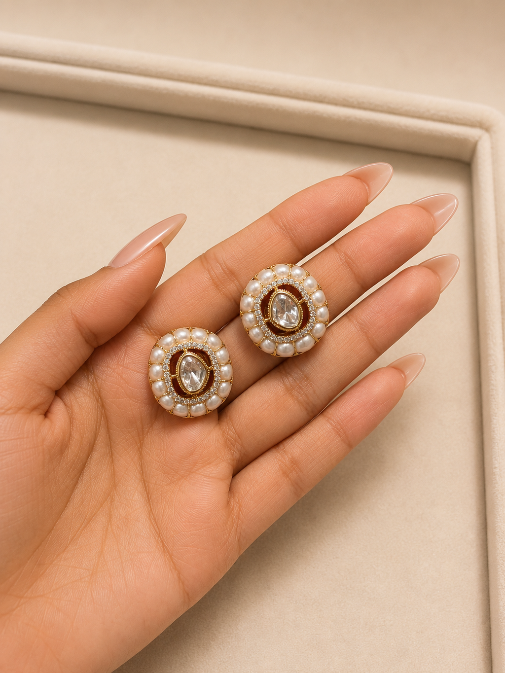 Pearl Halo Pendant Necklace Set
