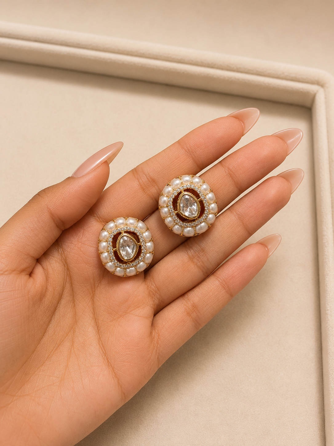 Pearl Halo Pendant Necklace Set