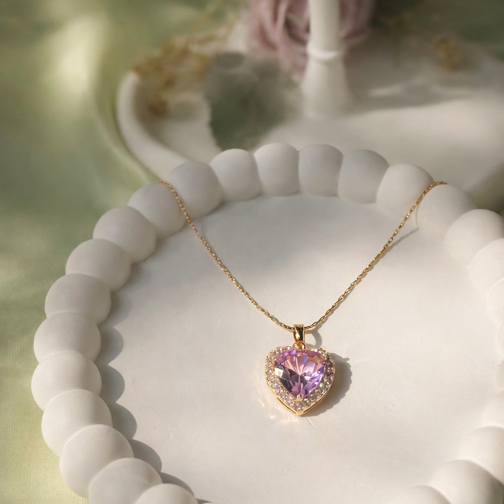 Pink Heart Crystal charm