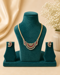Ruby Crescent Statement Necklace Set with Earrings