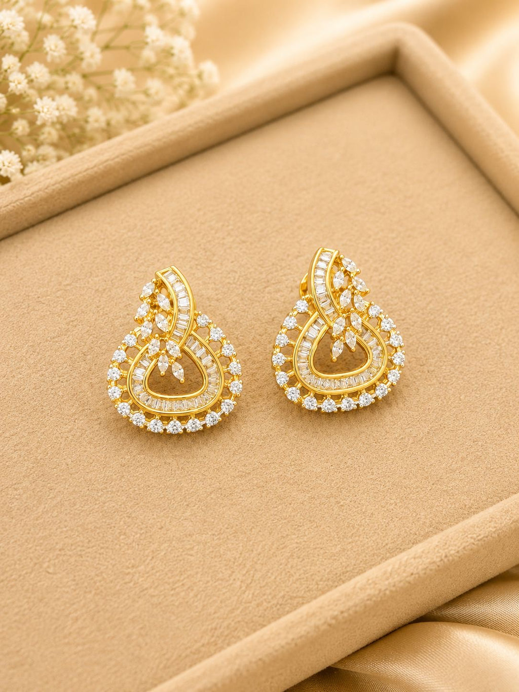 Diamond Teardrop Pendant Necklace Set