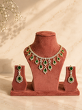 Emerald Dewdrop Diamond Look Necklace Set | Green Stone American Diamond Jewellery
