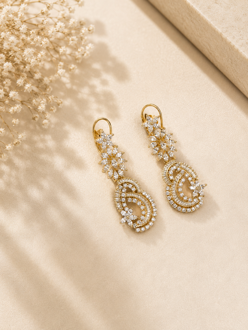 Aurielle Cascade Diamond Look Necklace Set | Luxury American Diamond Party Wear Jewellery