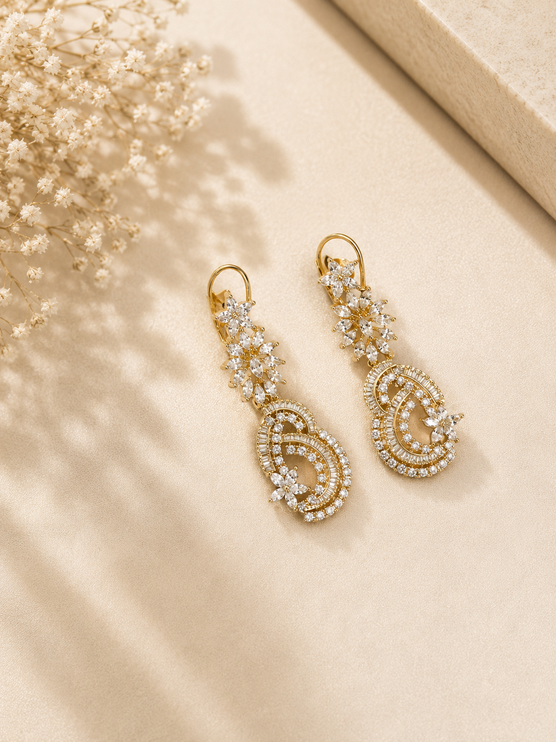 Aurielle Cascade Diamond Look Necklace Set | Luxury American Diamond Party Wear Jewellery