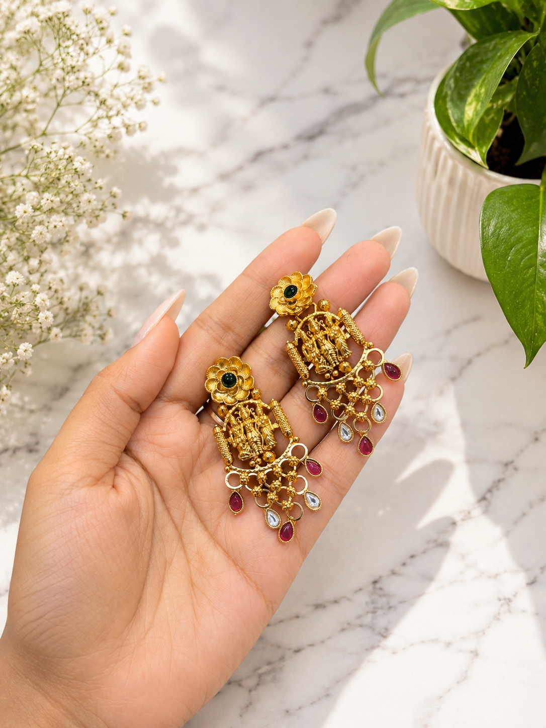 Temple Lakshmi Pearl Haar Set | South Indian Bridal Necklace Set