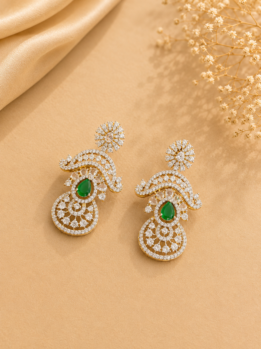 Emerald Green Statement Choker Necklace Set for Women
