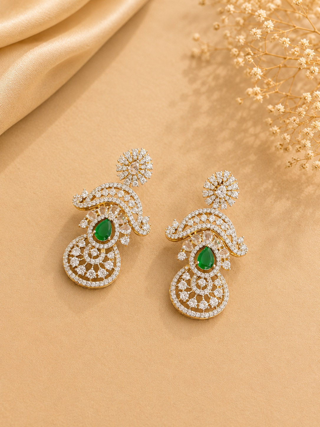 Emerald Green Statement Choker Necklace Set for Women