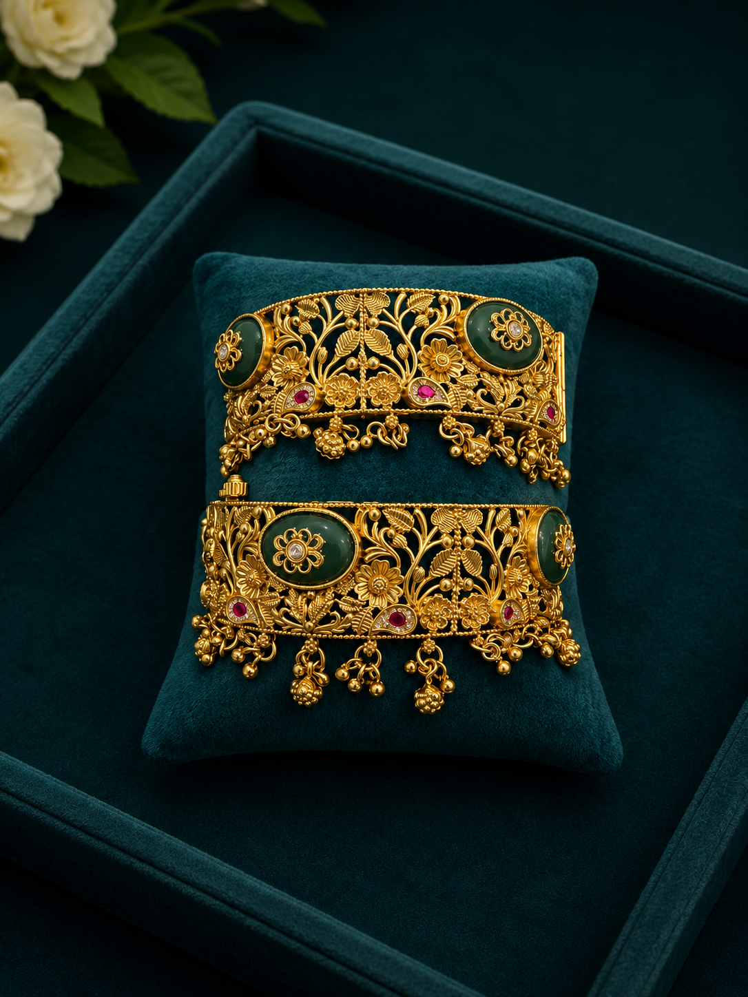 Antique Floral Temple Kada Bangles